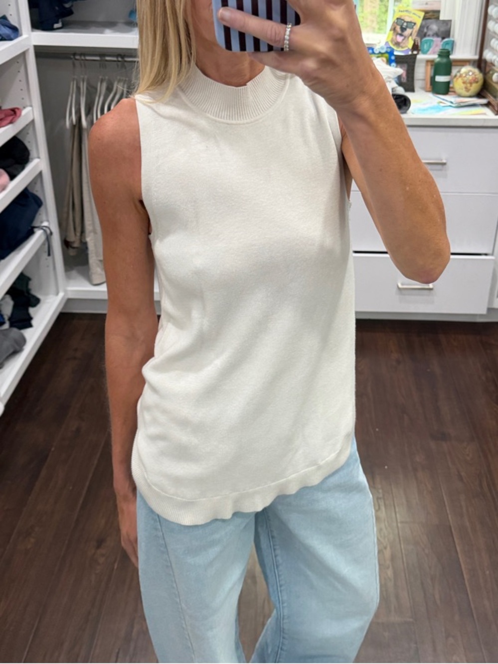 LOFT Sleeveless Cream Sweater Top S
